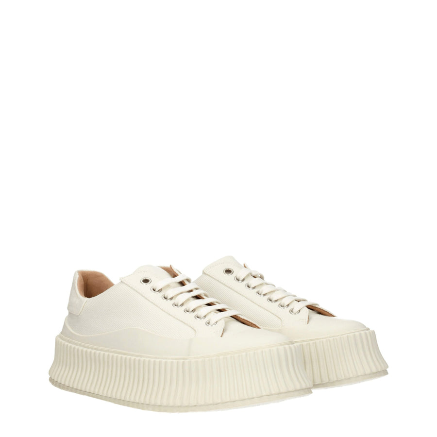 Jil Sander White Canvas Platform Sneakers