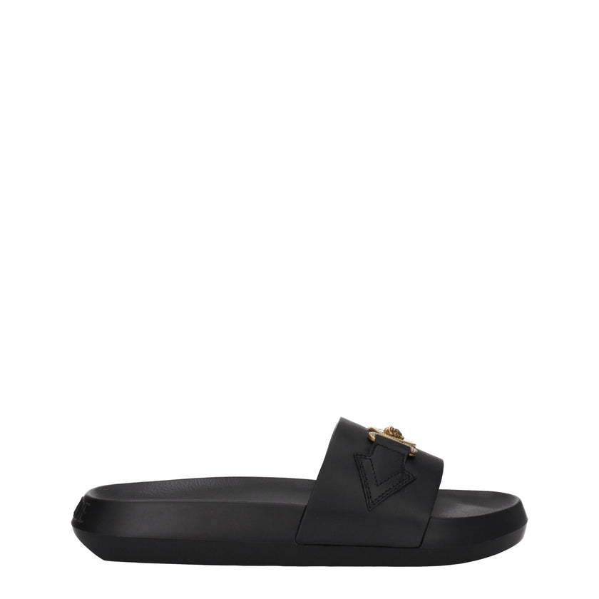 Versace Schwarze Leder-Slipper