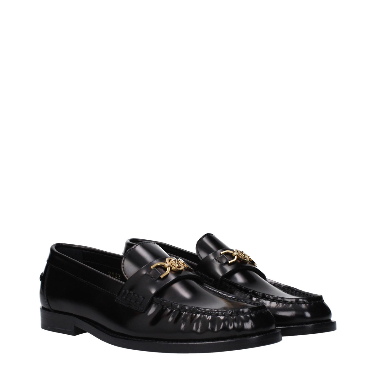 Versace Schwarze Leder Loafer zum Hineinschlüpfen