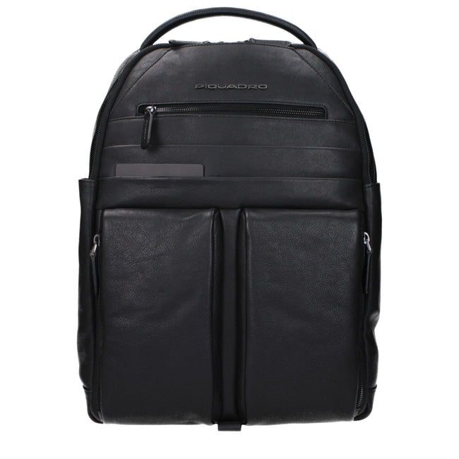 Piquadro schwarzer Lederrucksack