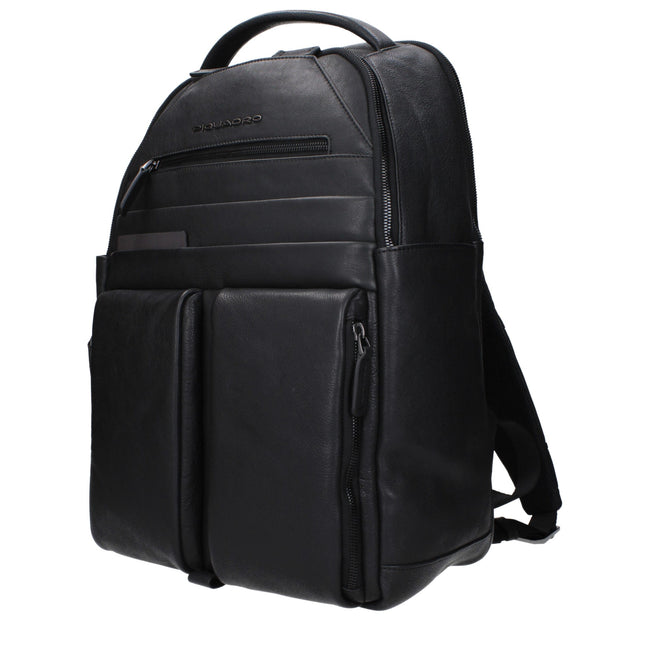 Piquadro schwarzer Lederrucksack