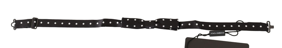 Dolce & Gabbana Black 100% Silk Polka Dot Adjustable Neck Tie