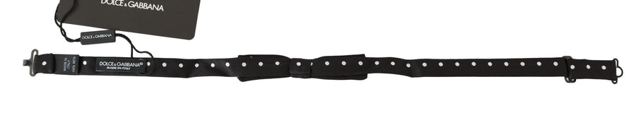 Dolce & Gabbana Black 100% Silk Polka Dot Adjustable Neck Tie