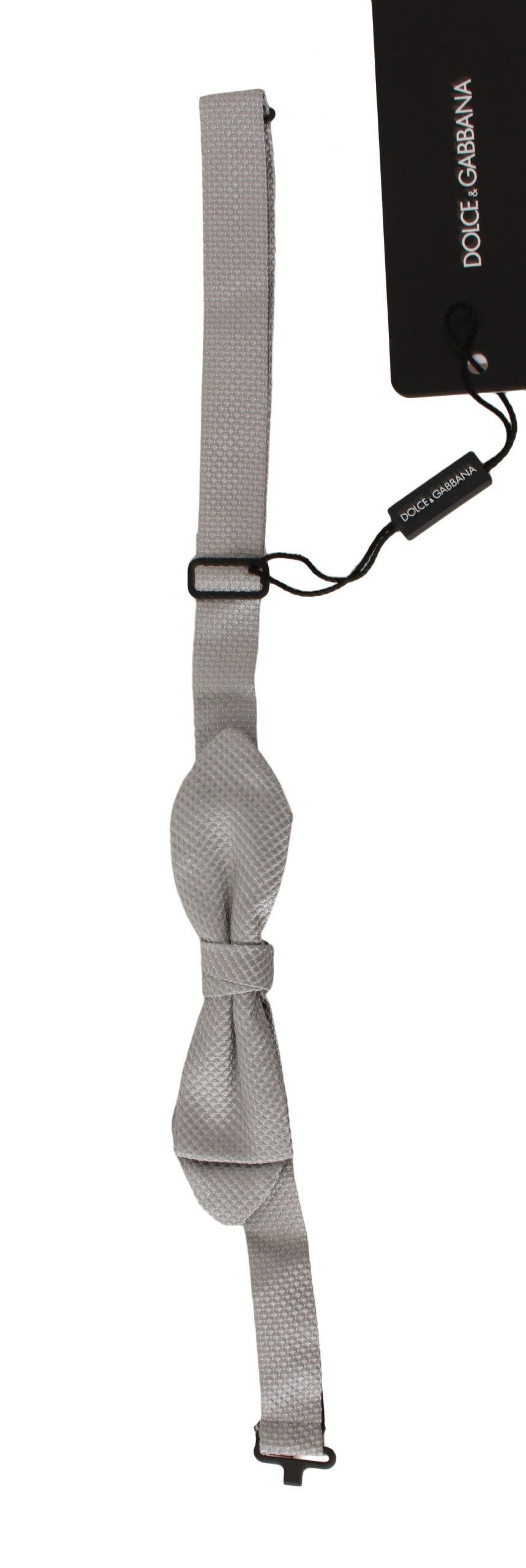 Dolce & Gabbana Grey 100% Silk Faille Adjustable Bow Tie Papillon