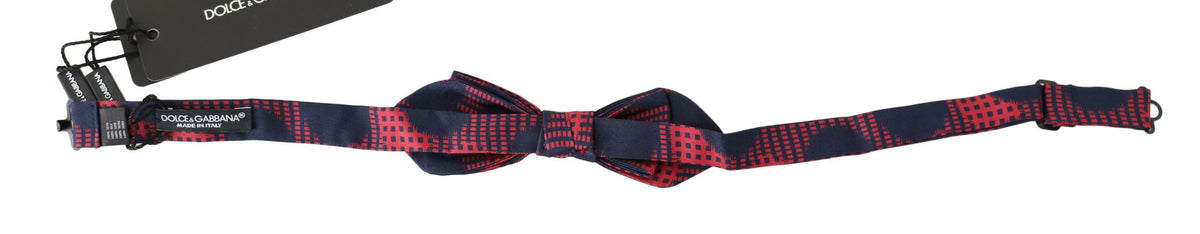 Dolce & Gabbana Red Plaid 100% Silk Adjustable Men's Bow Tie