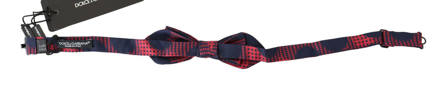 Dolce & Gabbana Red Plaid 100% Silk Adjustable Men's Bow Tie