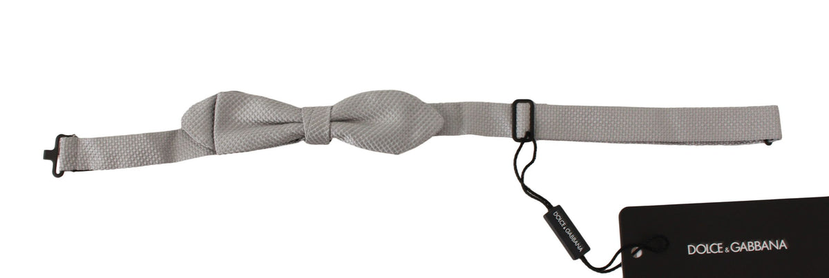 Dolce & Gabbana Grey 100% Silk Faille Adjustable Bow Tie Papillon
