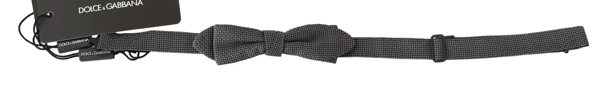 Dolce & Gabbana Grey Patterned Silk Bow Tie Papillon, adjustable