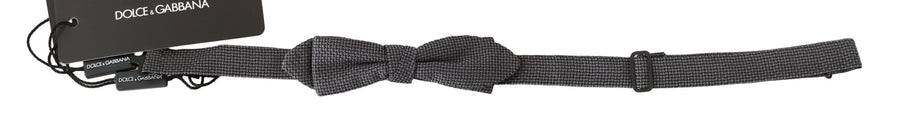 Dolce & Gabbana Grey Patterned Silk Bow Tie Papillon, adjustable