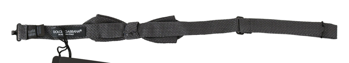 Dolce & Gabbana Grey Patterned Silk Bow Tie Papillon, adjustable