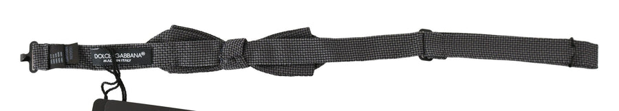 Dolce & Gabbana Grey Patterned Silk Bow Tie Papillon, adjustable