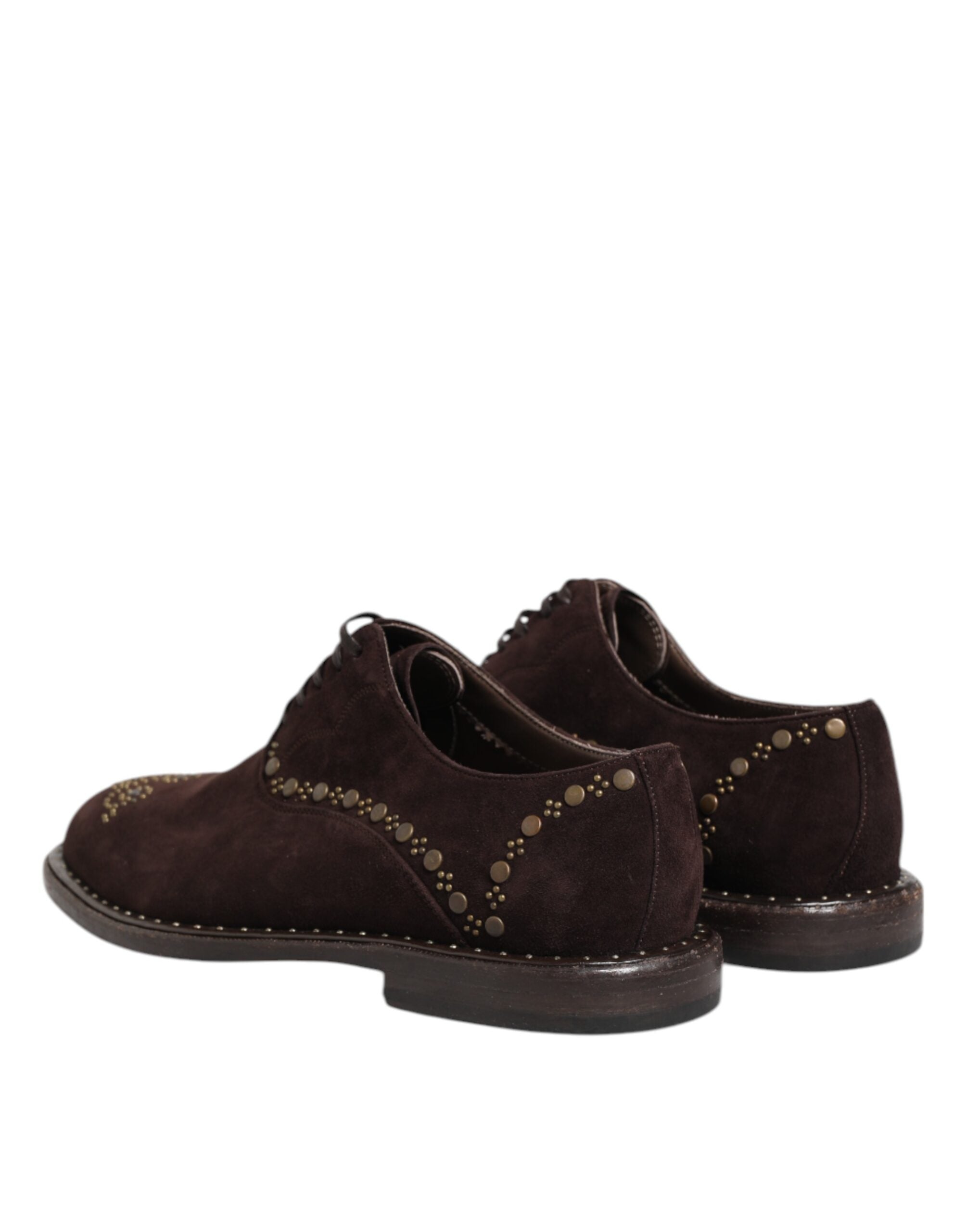 Dolce & Gabbana Braune Samt-Schnürschuhe in Oxford-Optik