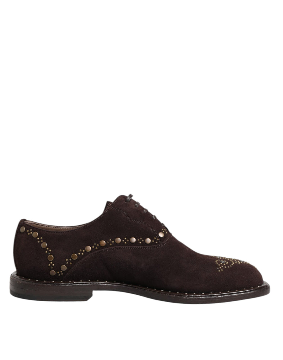 Dolce & Gabbana Brown Velvet Oxford Lace-Up Shoes