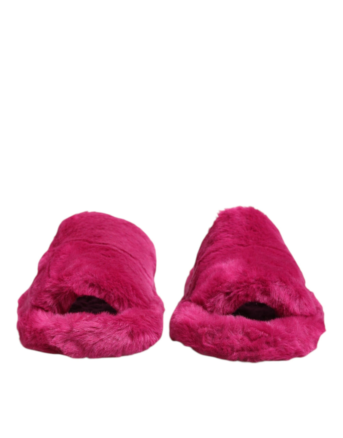 Dolce & Gabbana Pink Acrylic Faux Fur Men's Flat Sandals Shoes