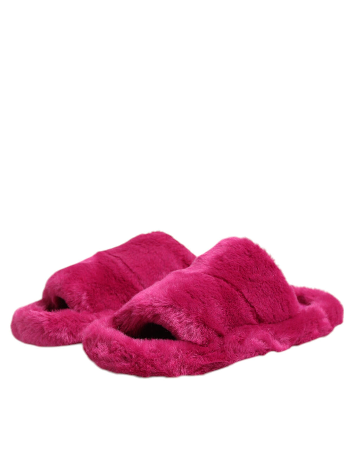 Dolce & Gabbana Pink Acrylic Faux Fur Men's Flat Sandals Shoes