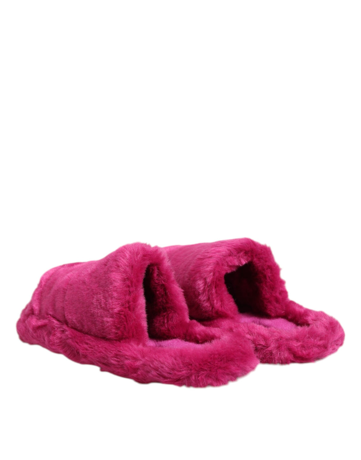 Dolce & Gabbana Pink Acrylic Faux Fur Men's Flat Sandals Shoes