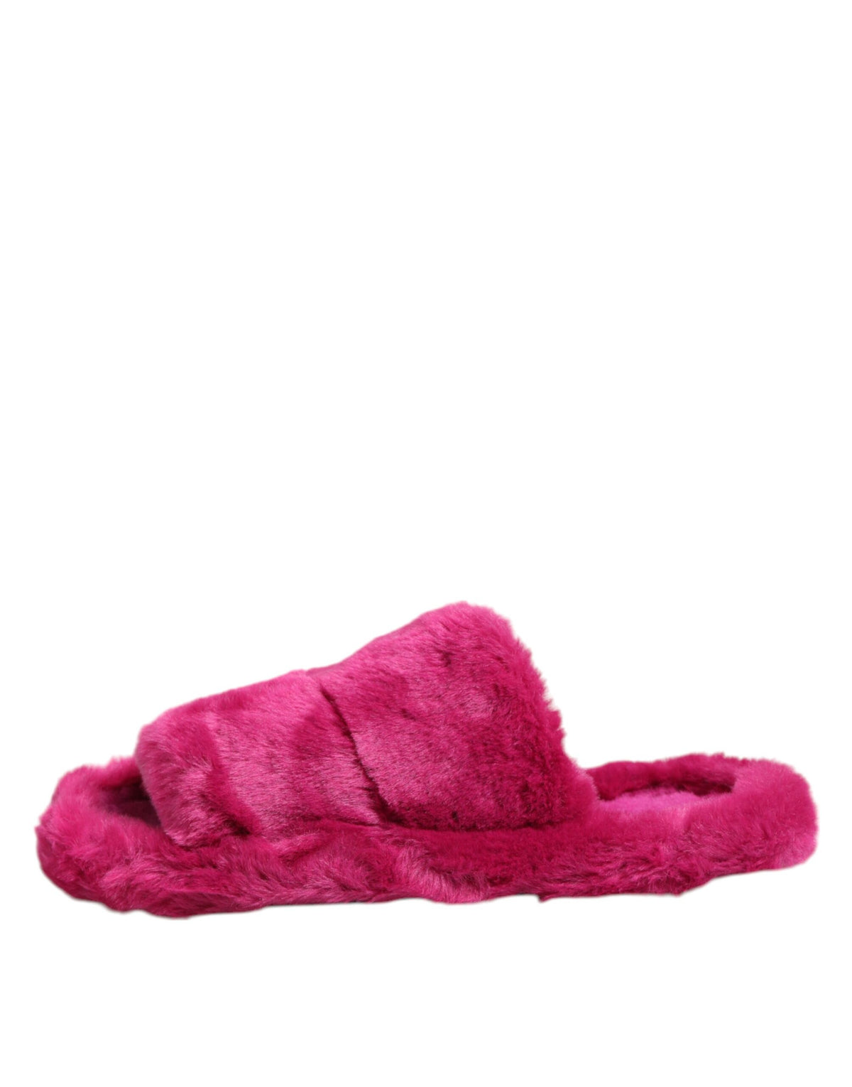 Dolce & Gabbana Pink Acrylic Faux Fur Men's Flat Sandals Shoes