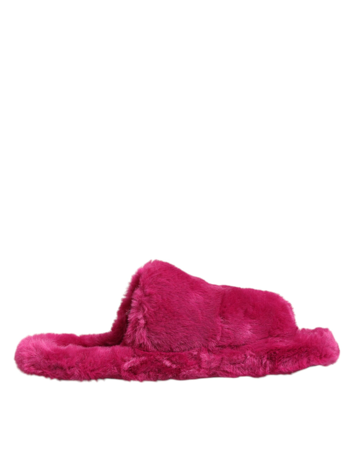 Dolce & Gabbana Pink Acrylic Faux Fur Men's Flat Sandals Shoes
