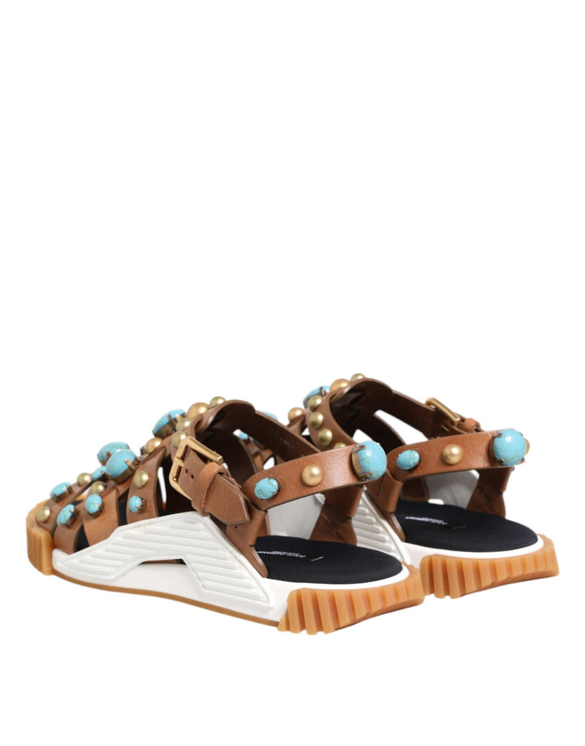 Dolce & Gabbana Brown Leather Studded Shoes Sandals