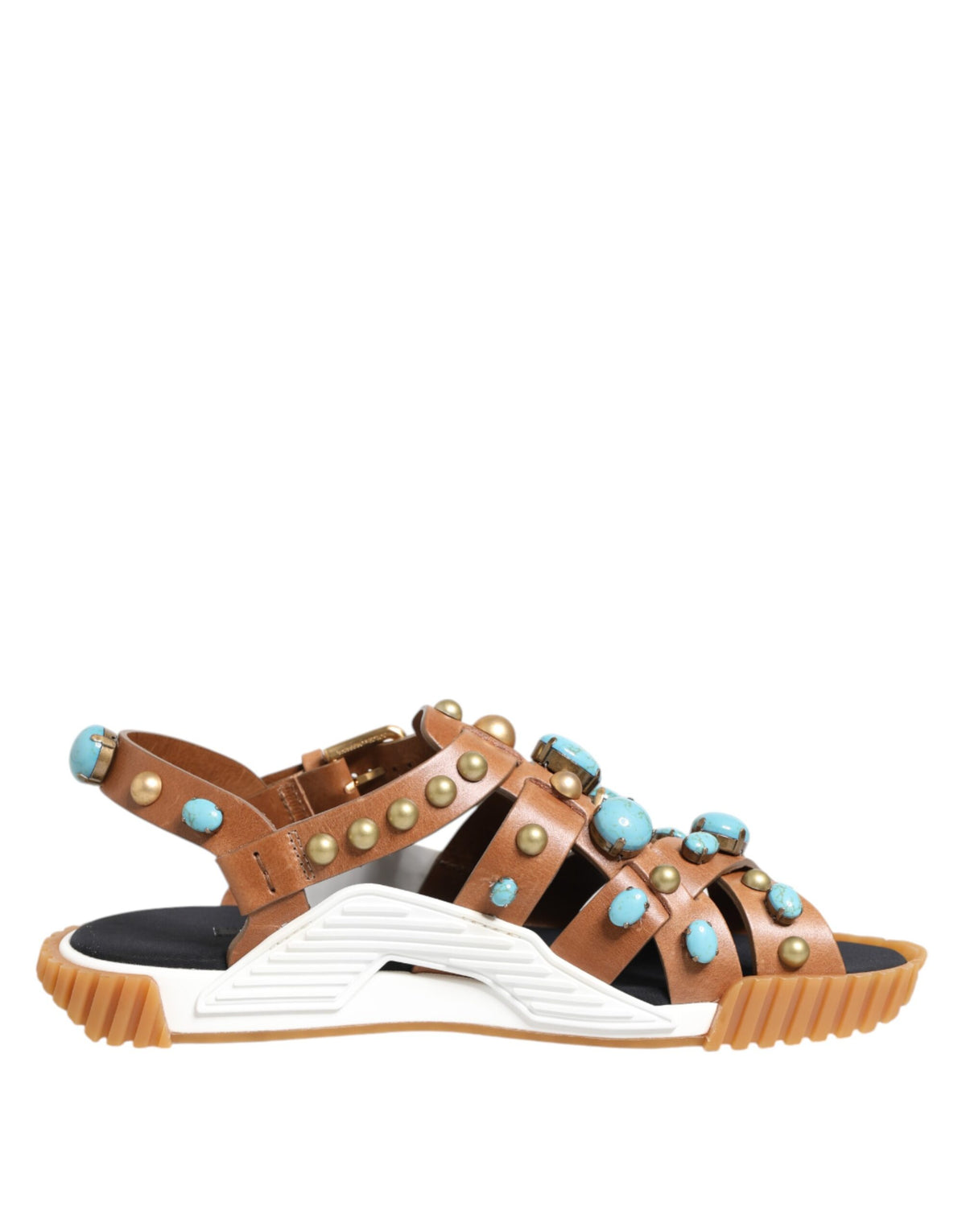 Dolce & Gabbana Brown Leather Studded Shoes Sandals