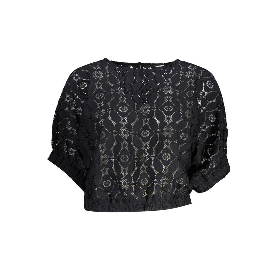 Desigual "Black Polyester Women's Blouse with Contrasting Elastic Waistband"