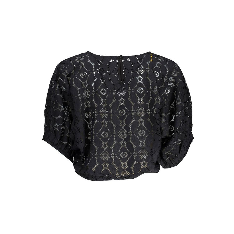 Desigual "Black Polyester Women's Blouse with Contrasting Elastic Waistband"