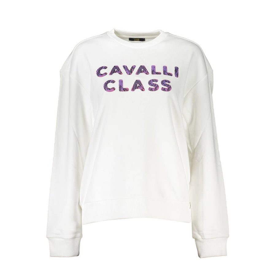 Cavalli Class Women's White Cotton Sweatshirt