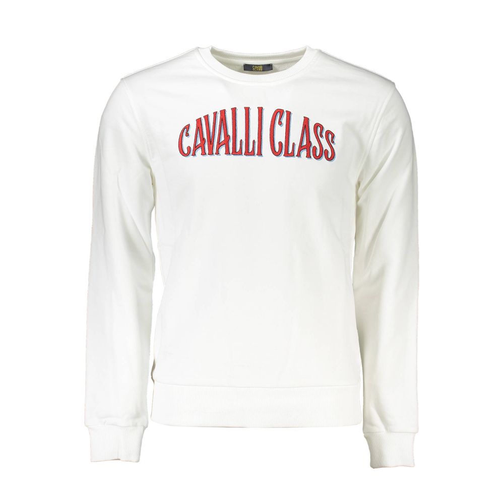 Cavalli Class Men's White Cotton Sweatshirt