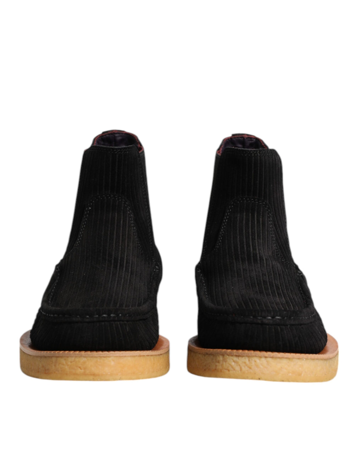 Dolce & Gabbana Black Calf Suede Slip-On Ankle Boots Shoes