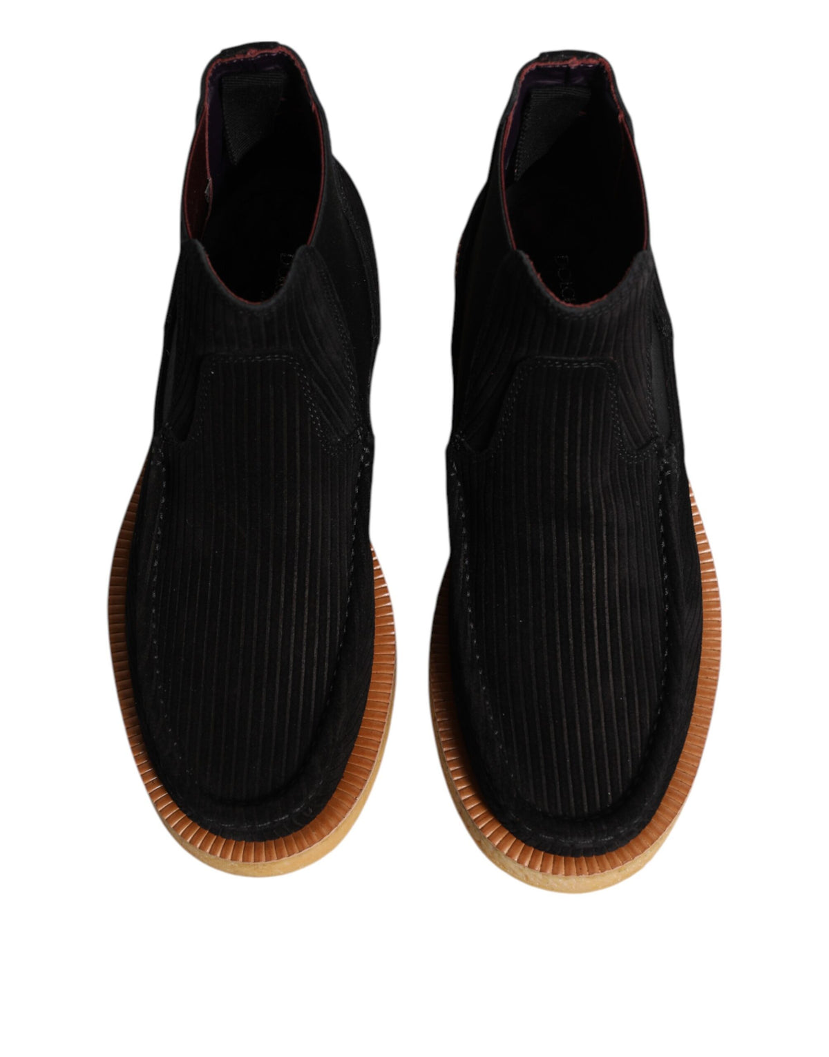 Dolce & Gabbana Black Calf Suede Slip-On Ankle Boots Shoes