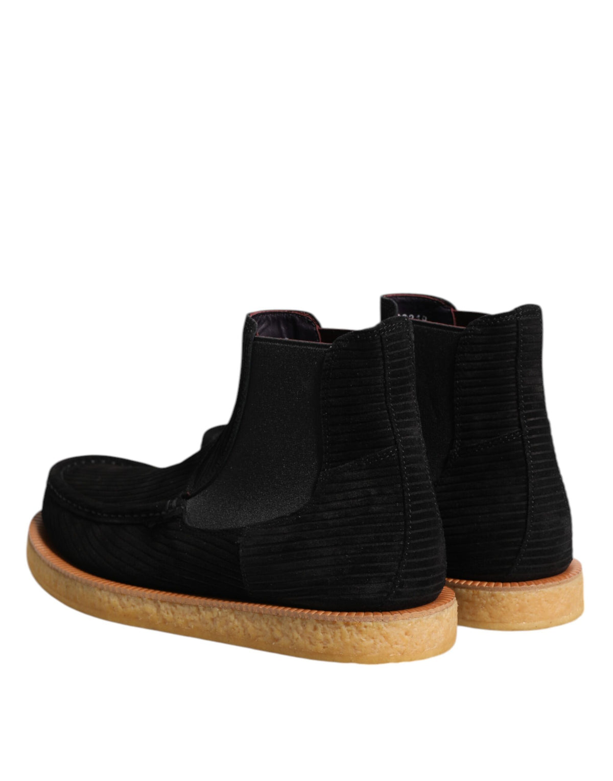 Dolce & Gabbana Black Calf Suede Slip-On Ankle Boots Shoes