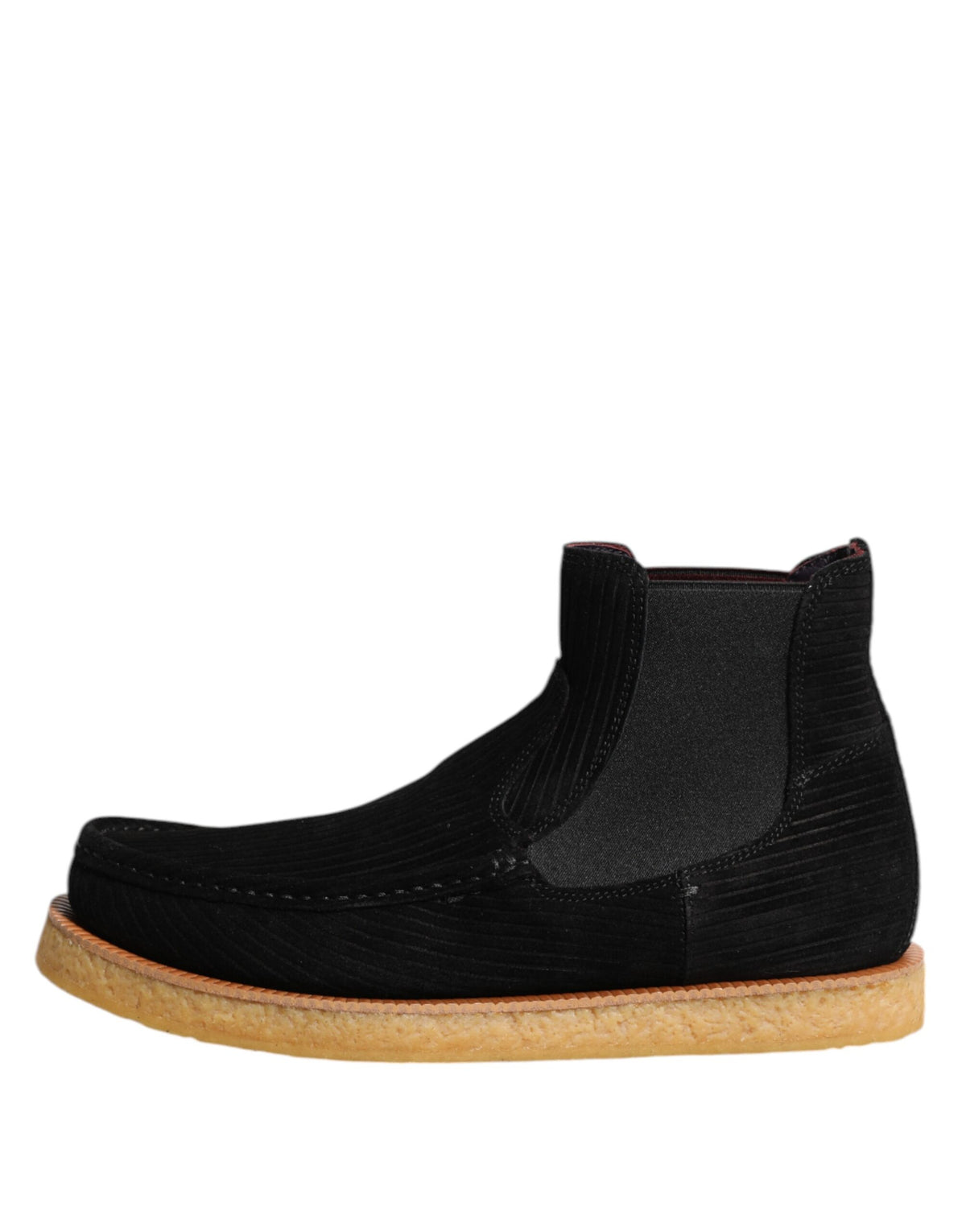 Dolce & Gabbana Black Calf Suede Slip-On Ankle Boots Shoes