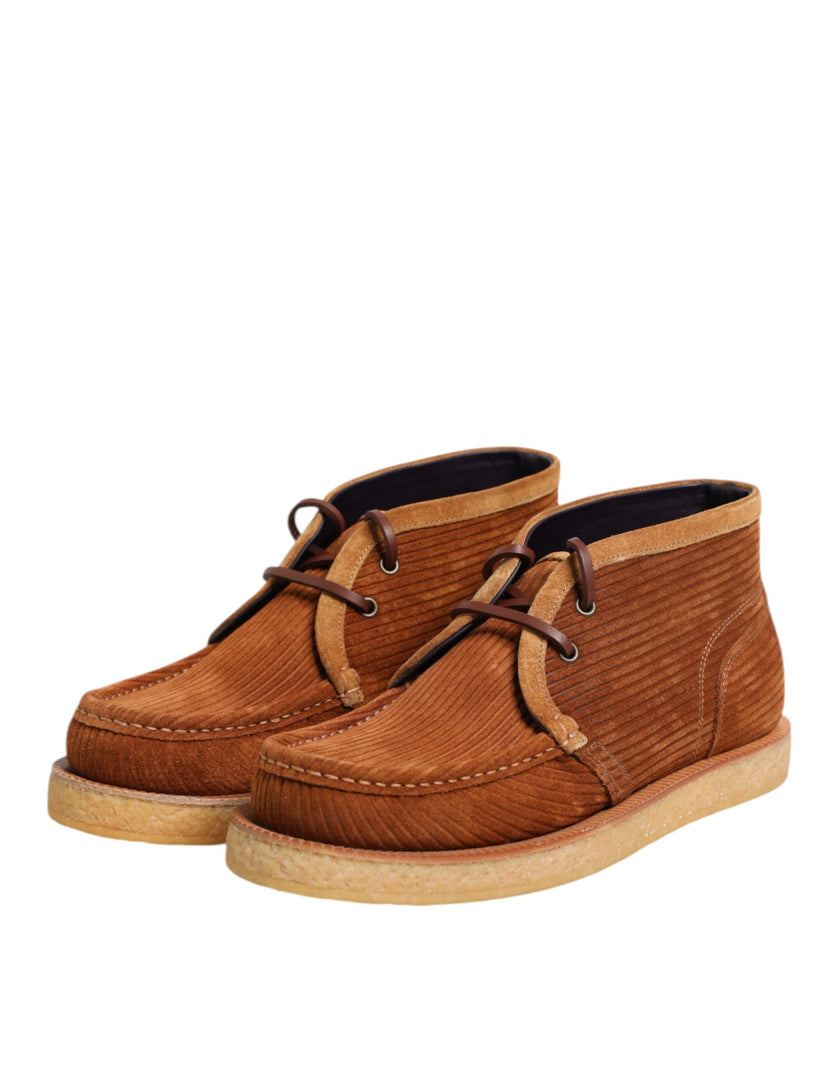 Dolce & Gabbana Braun Wildleder Nubukleder Desert Stiefeletten Schuhe