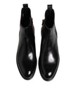 Dolce & Gabbana Schwarze Chelsea-Stiefel aus Leder, wadenhoch