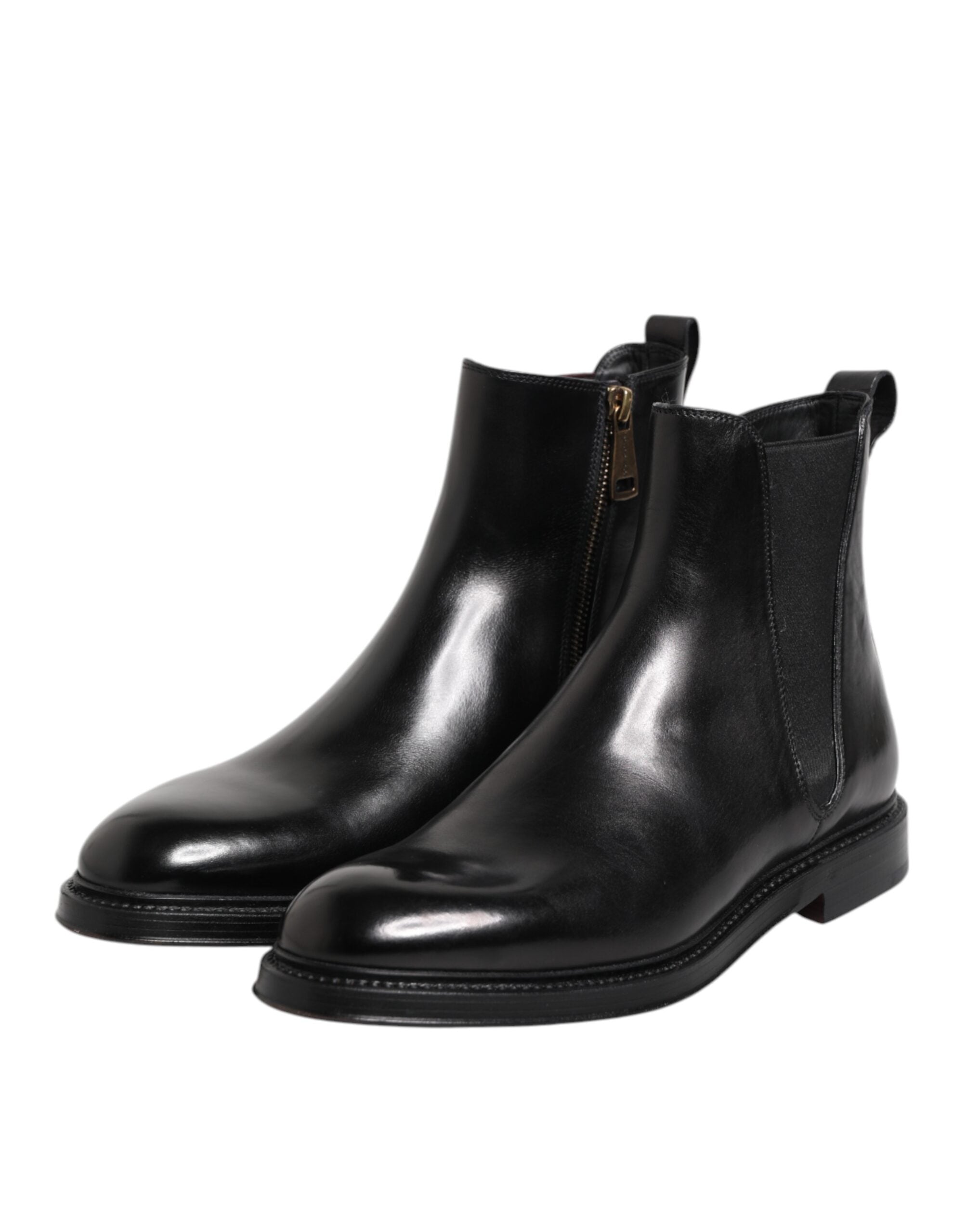Dolce & Gabbana Schwarze Chelsea-Stiefel aus Leder, wadenhoch