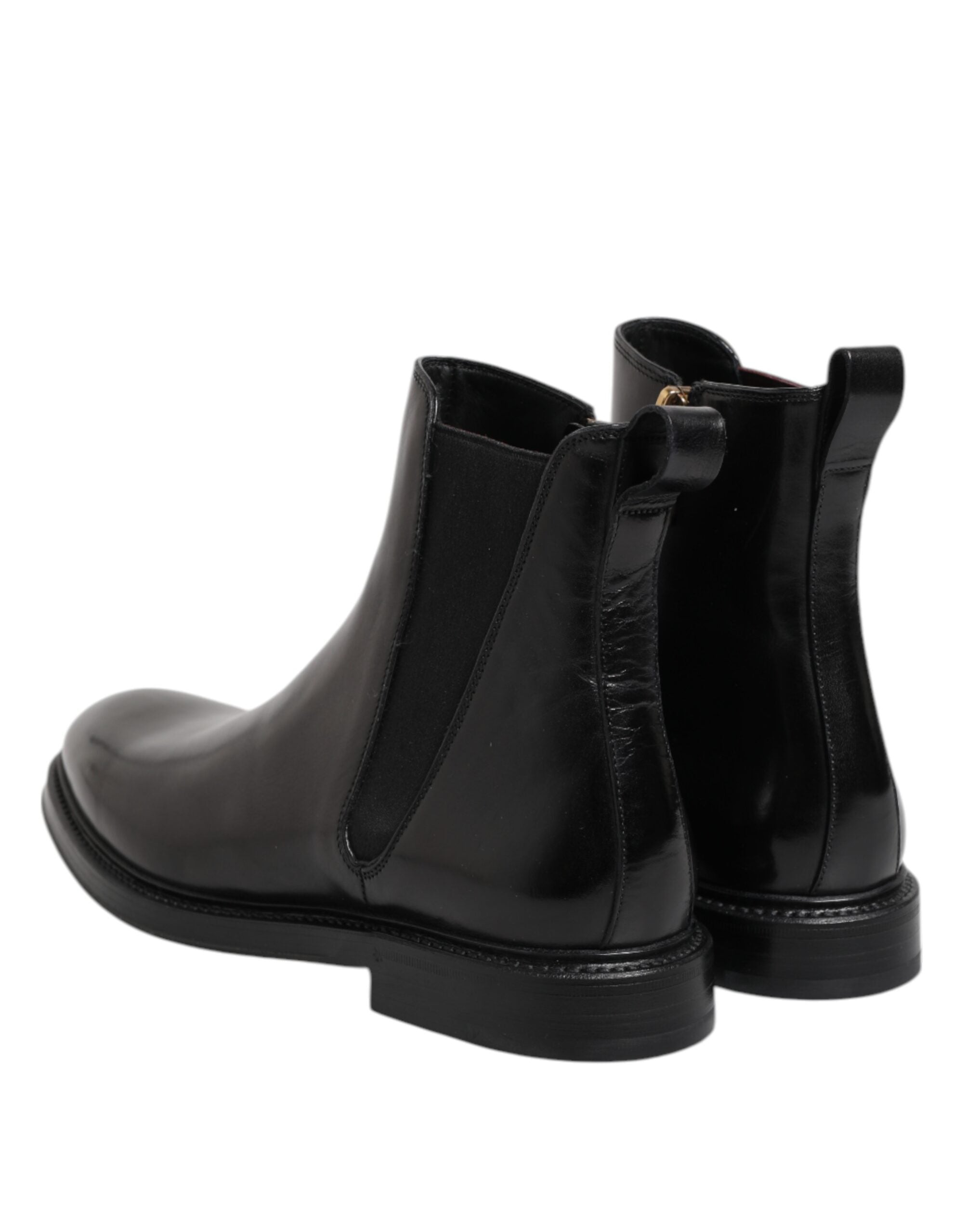 Dolce & Gabbana Schwarze Chelsea-Stiefel aus Leder, wadenhoch