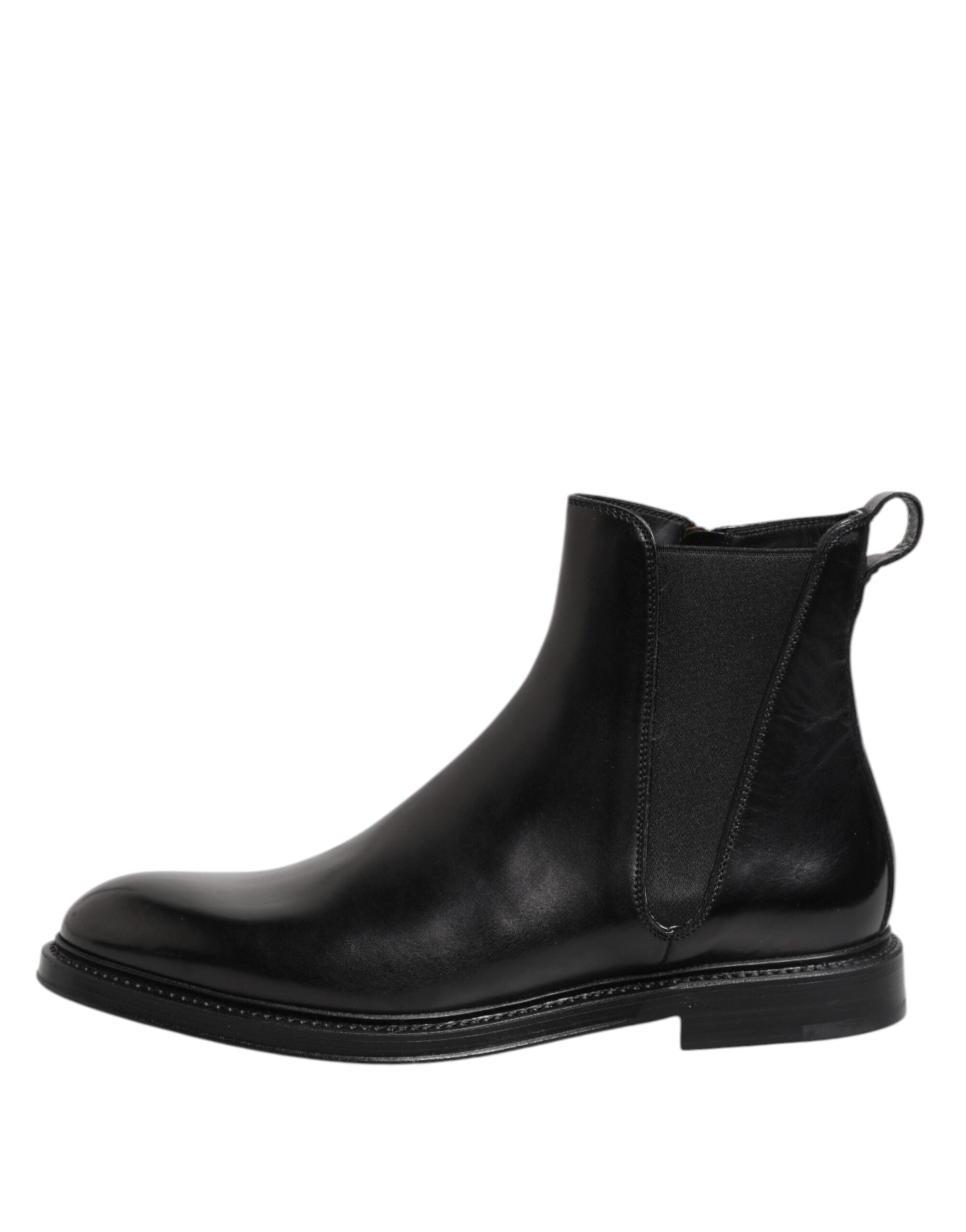 Dolce & Gabbana Schwarze Chelsea-Stiefel aus Leder, wadenhoch