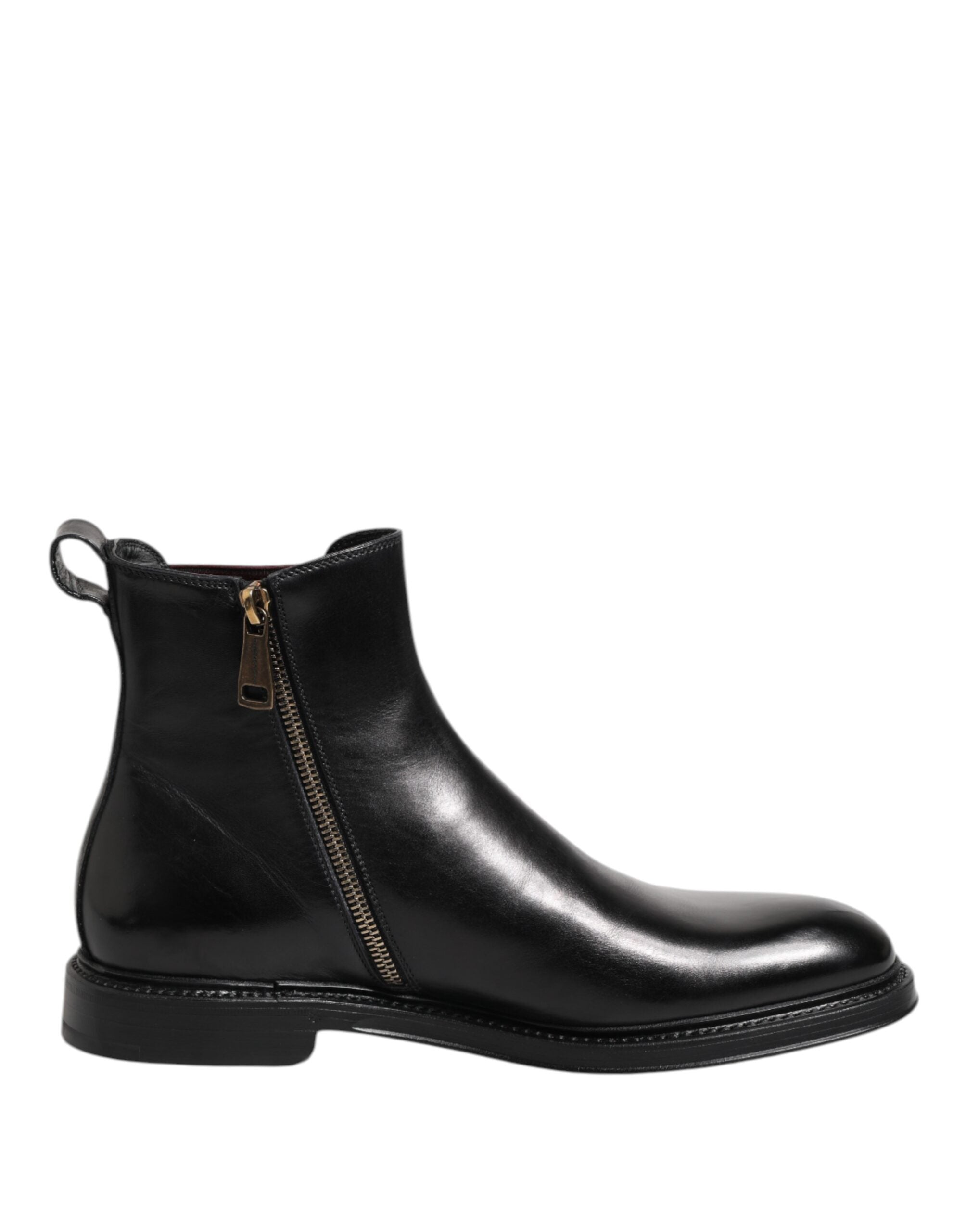 Dolce & Gabbana Schwarze Chelsea-Stiefel aus Leder, wadenhoch