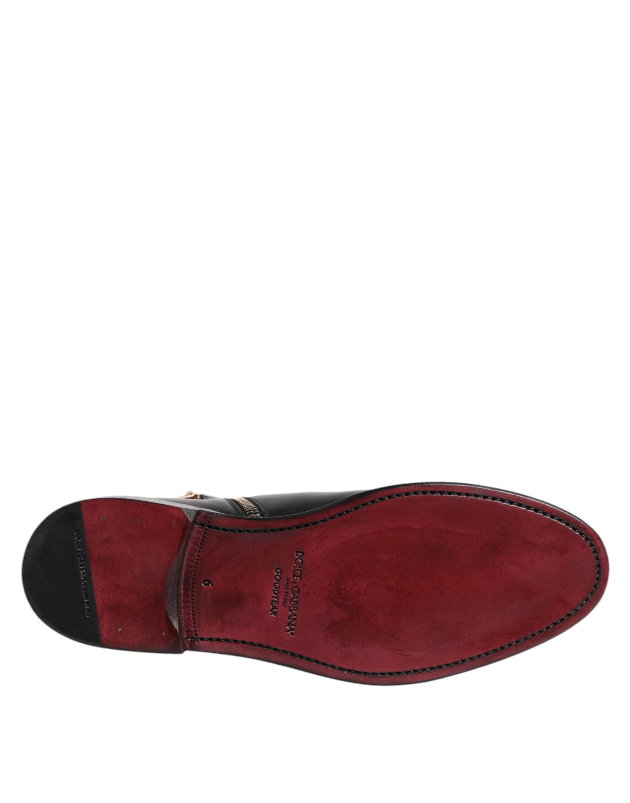 Dolce & Gabbana Schwarze Chelsea-Stiefel aus Leder, wadenhoch