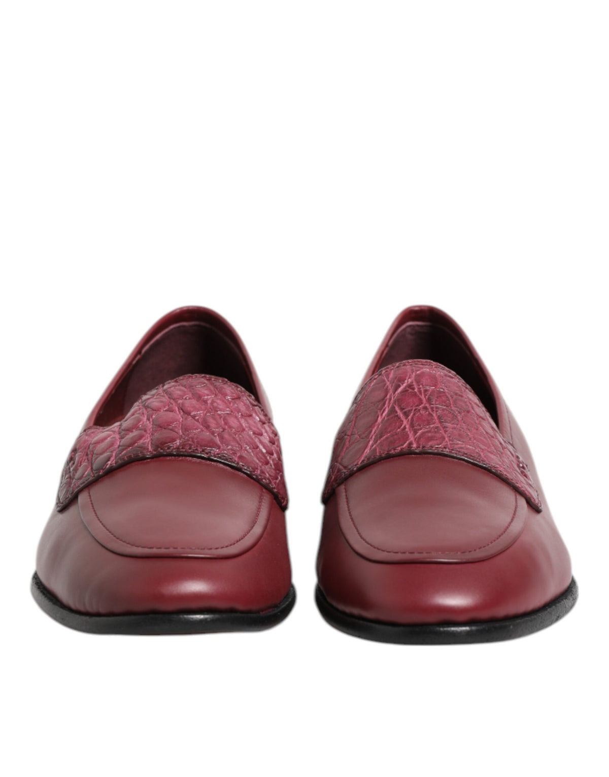 Dolce & Gabbana Burgundy Leather Formal Slip-On Shoes