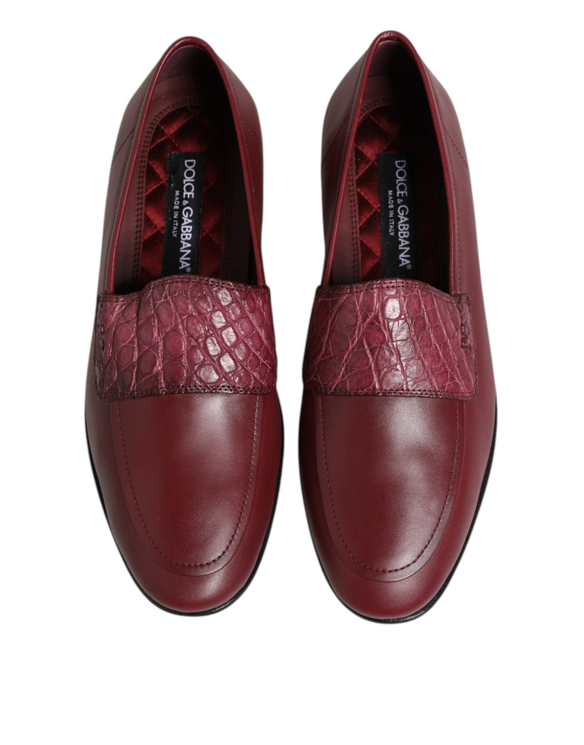 Dolce & Gabbana Burgundy Leather Formal Slip-On Shoes
