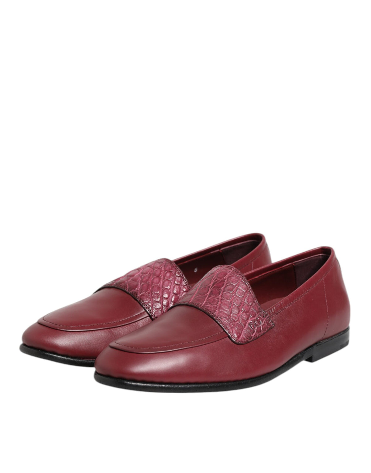 Dolce & Gabbana Burgundy Leather Formal Slip-On Shoes