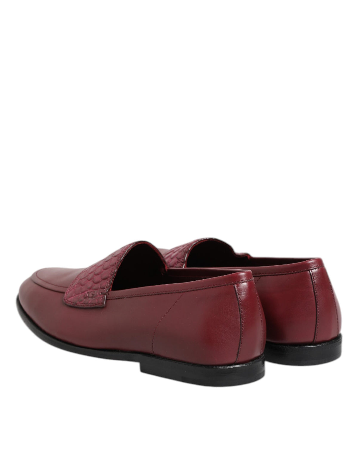 Dolce & Gabbana Burgundy Leather Formal Slip-On Shoes