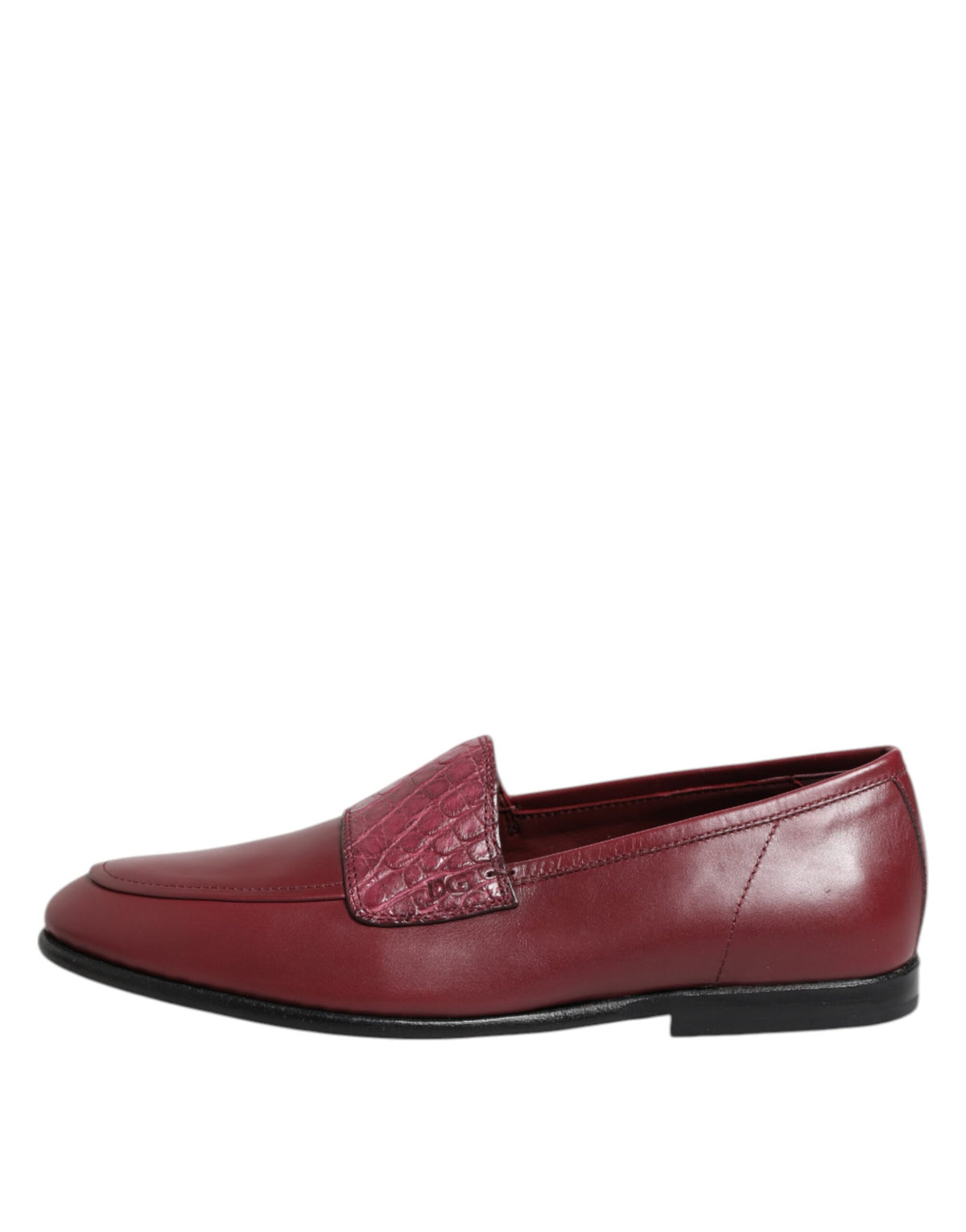 Dolce & Gabbana Burgundy Leather Formal Slip-On Shoes
