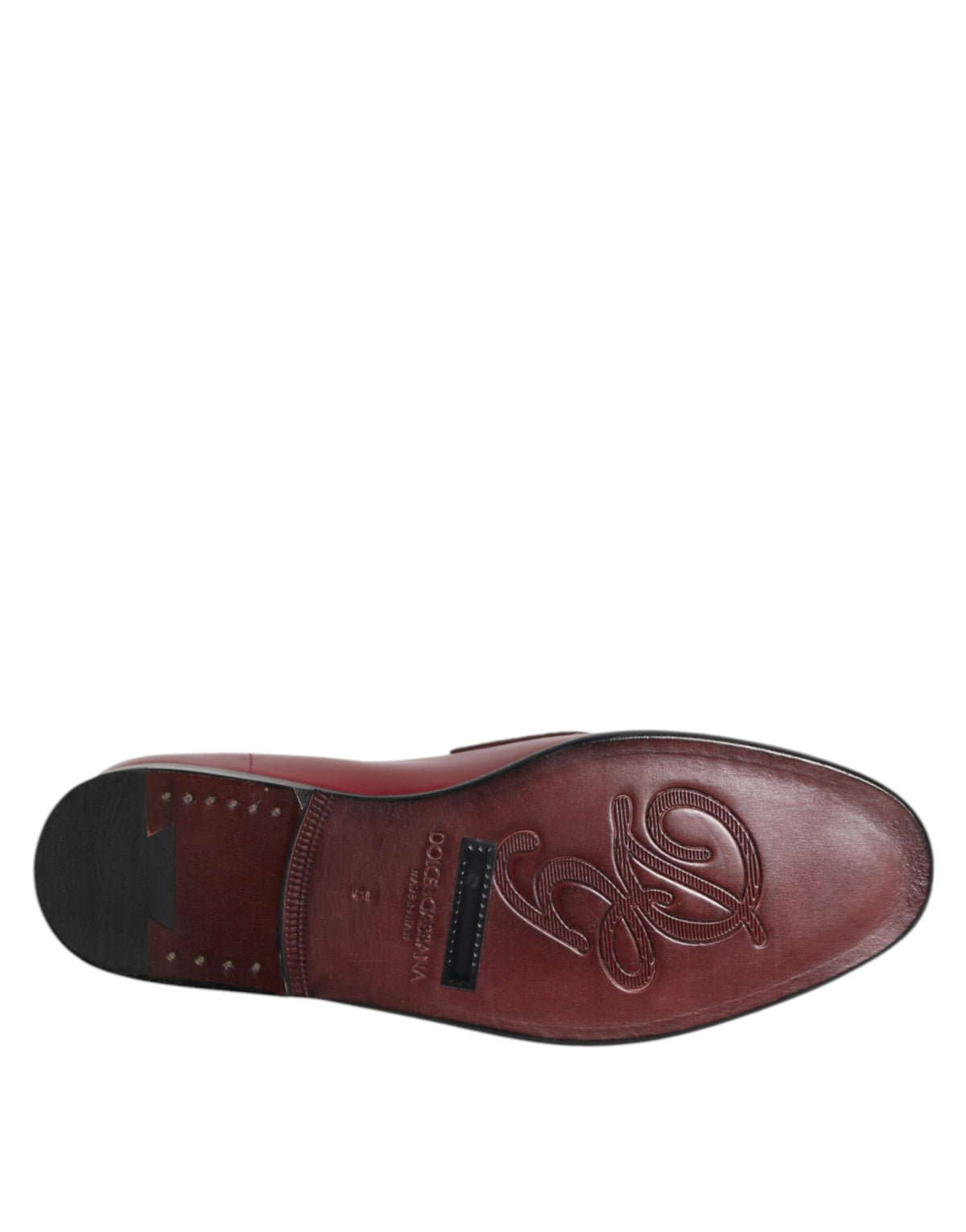 Dolce & Gabbana Burgundy Leather Formal Slip-On Shoes