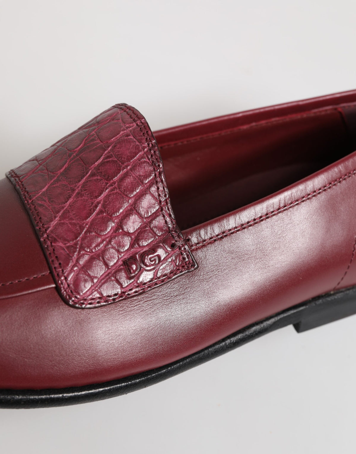 Dolce & Gabbana Burgundy Leather Formal Slip-On Shoes
