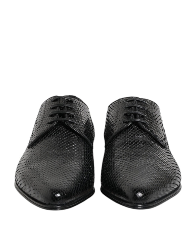 Dolce & Gabbana Schwarze Exotische Leder Schnürschuhe Derby