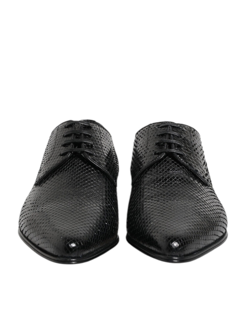 Dolce & Gabbana Schwarze Exotische Leder Schnürschuhe Derby