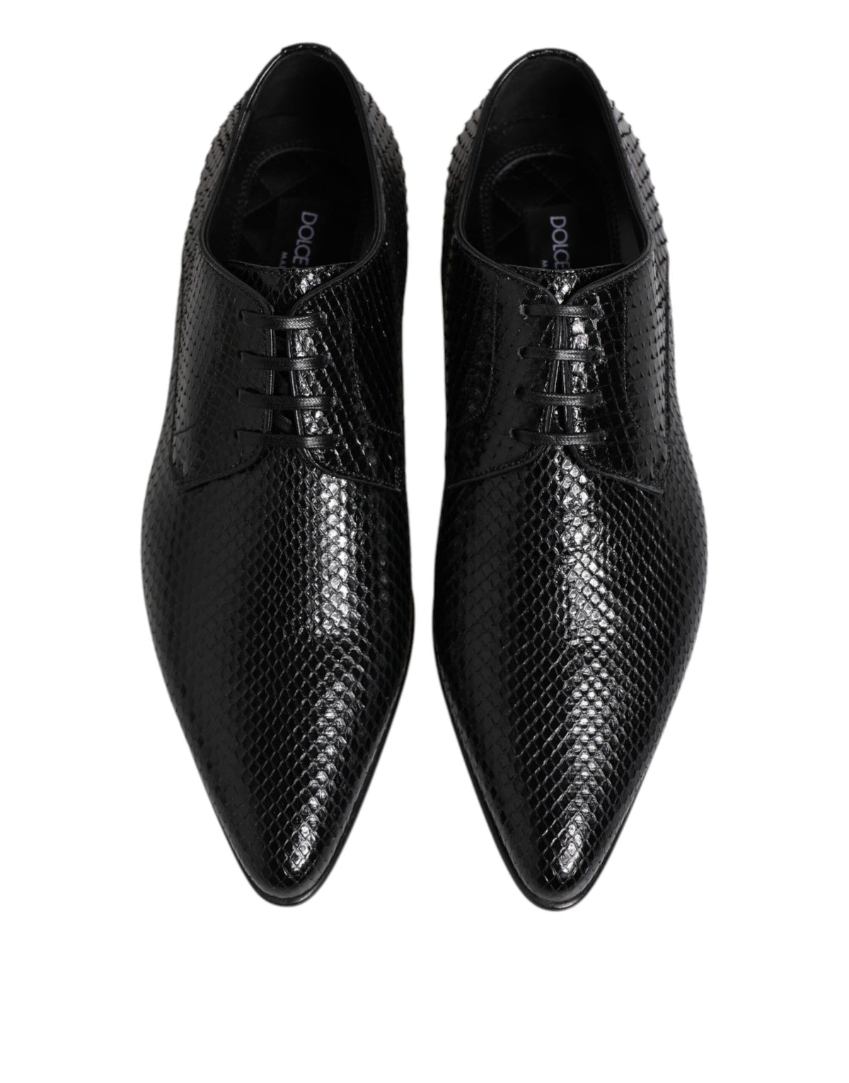 Dolce & Gabbana Black Exotic Leather Derby Lace-Up Shoes