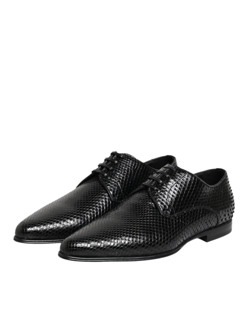 Dolce & Gabbana Schwarze Exotische Leder Schnürschuhe Derby